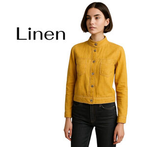Women's J.Jill Linen Blend Snap-up Jacket, Butter Yellow, Size S